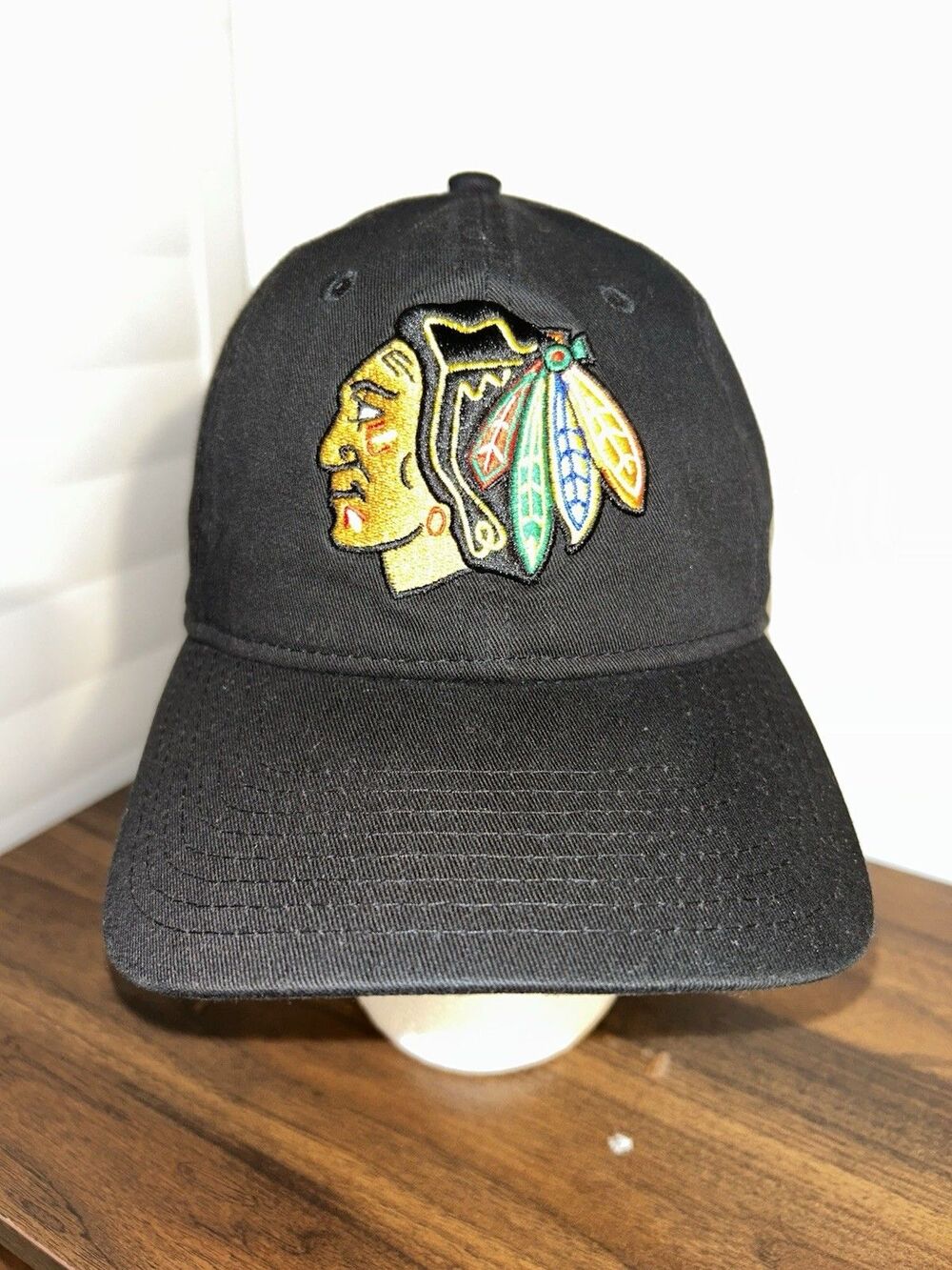 New Era Chicago Blackhawks 9TWENTY Black Adjustable Hat NHL Hockey One Size